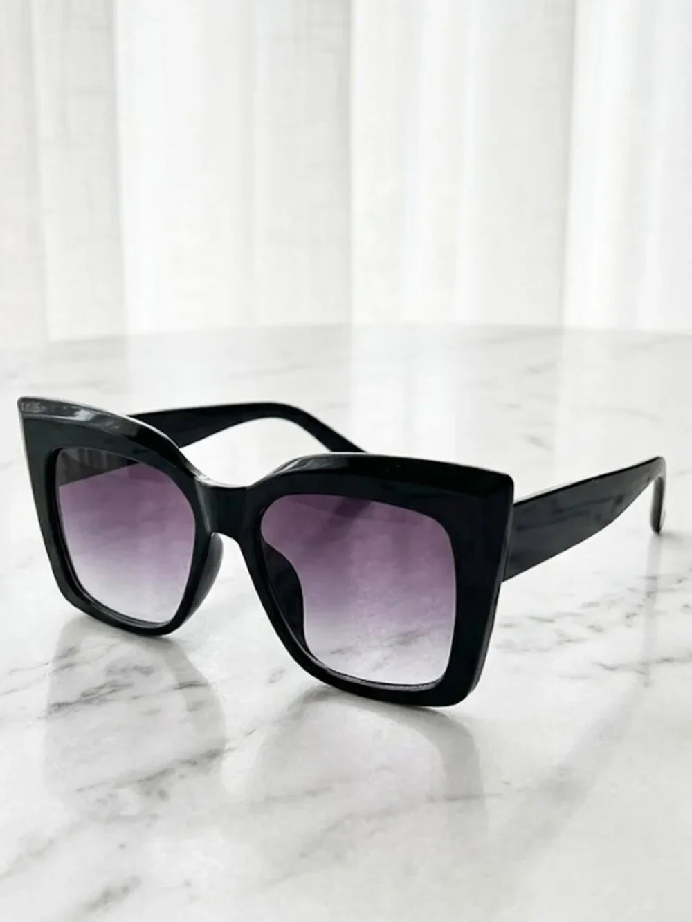 Female Stylish Plastic Irregular Black Purple Sunglasses